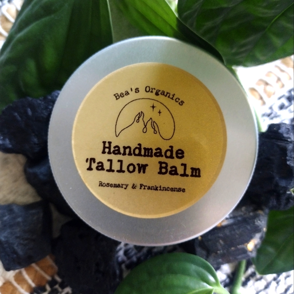 Homemade 100% Organic Tallow Body Balm 4oz container